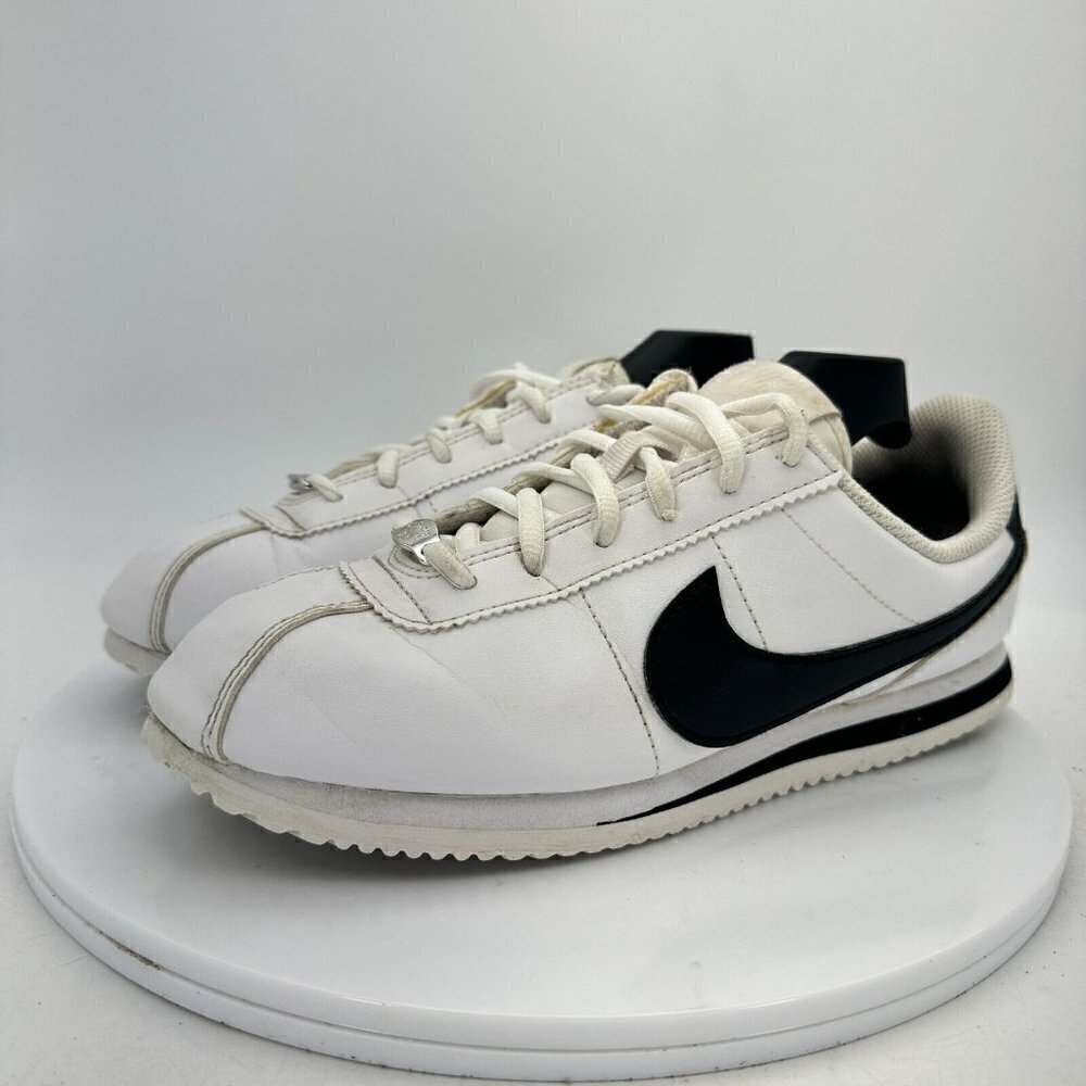 Nike Classic Cortez Leather White Black Youth Shoes 904764-102 Size 6.5Y EU 39